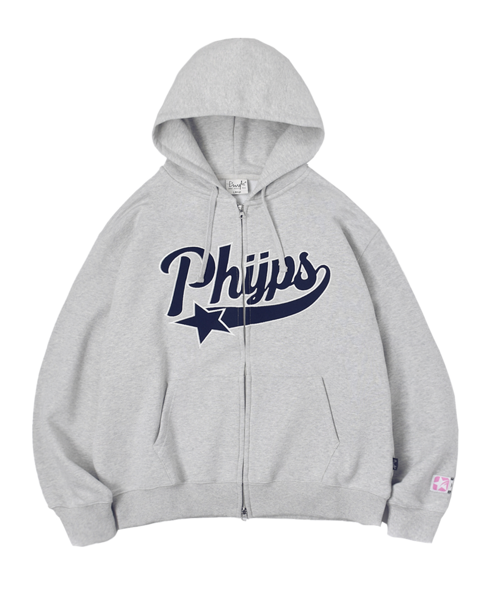 Startail hoodie zip-up, navy. - PHYPS HOME