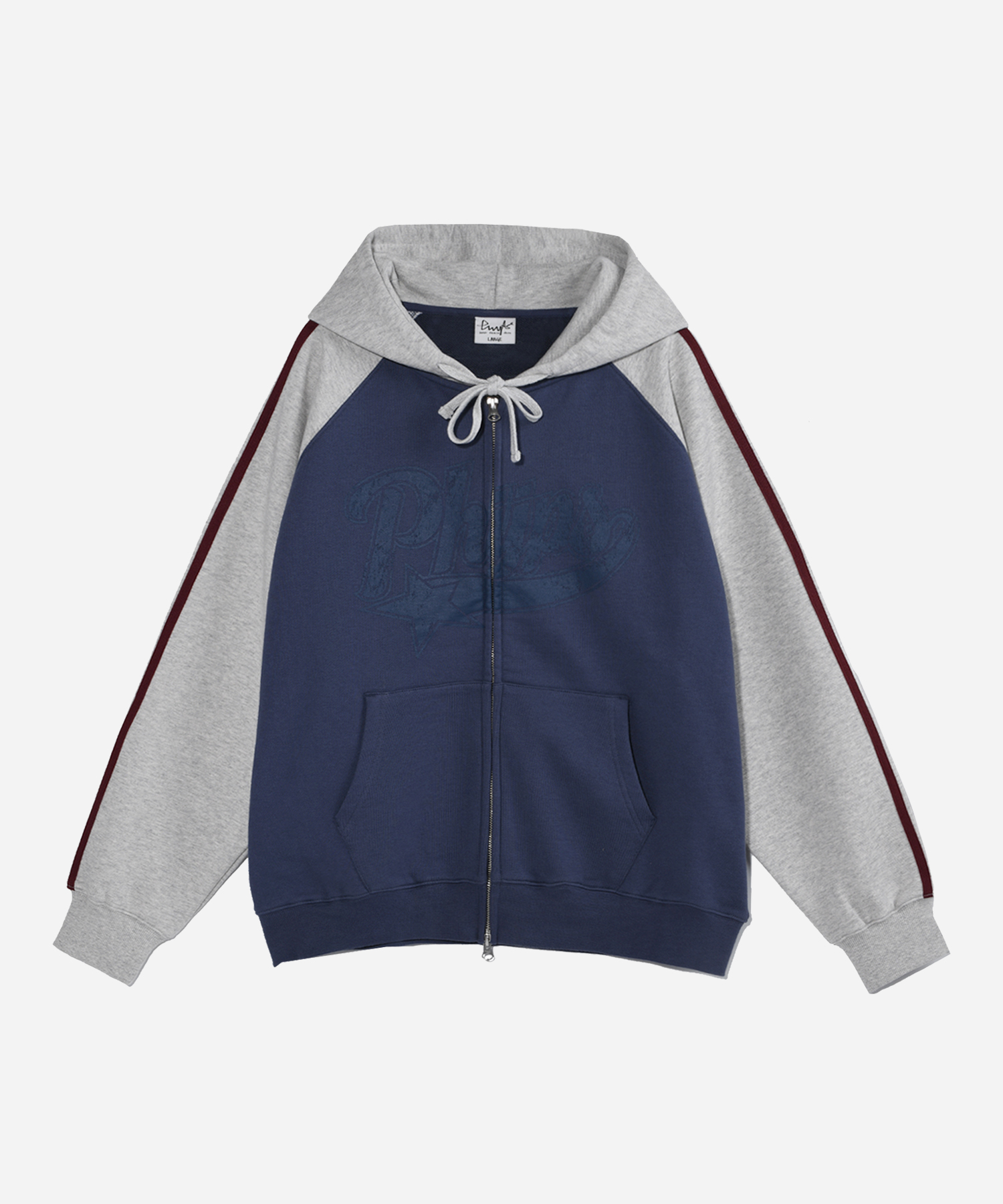 STAR TAIL COLOR BLOCK HOODIE ZIP UP BURGUNDY - PHYPS HOME