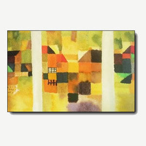 [유화 그림액자] 마을 정경 추상 주문제작  91 x 60.6cm (30%off)