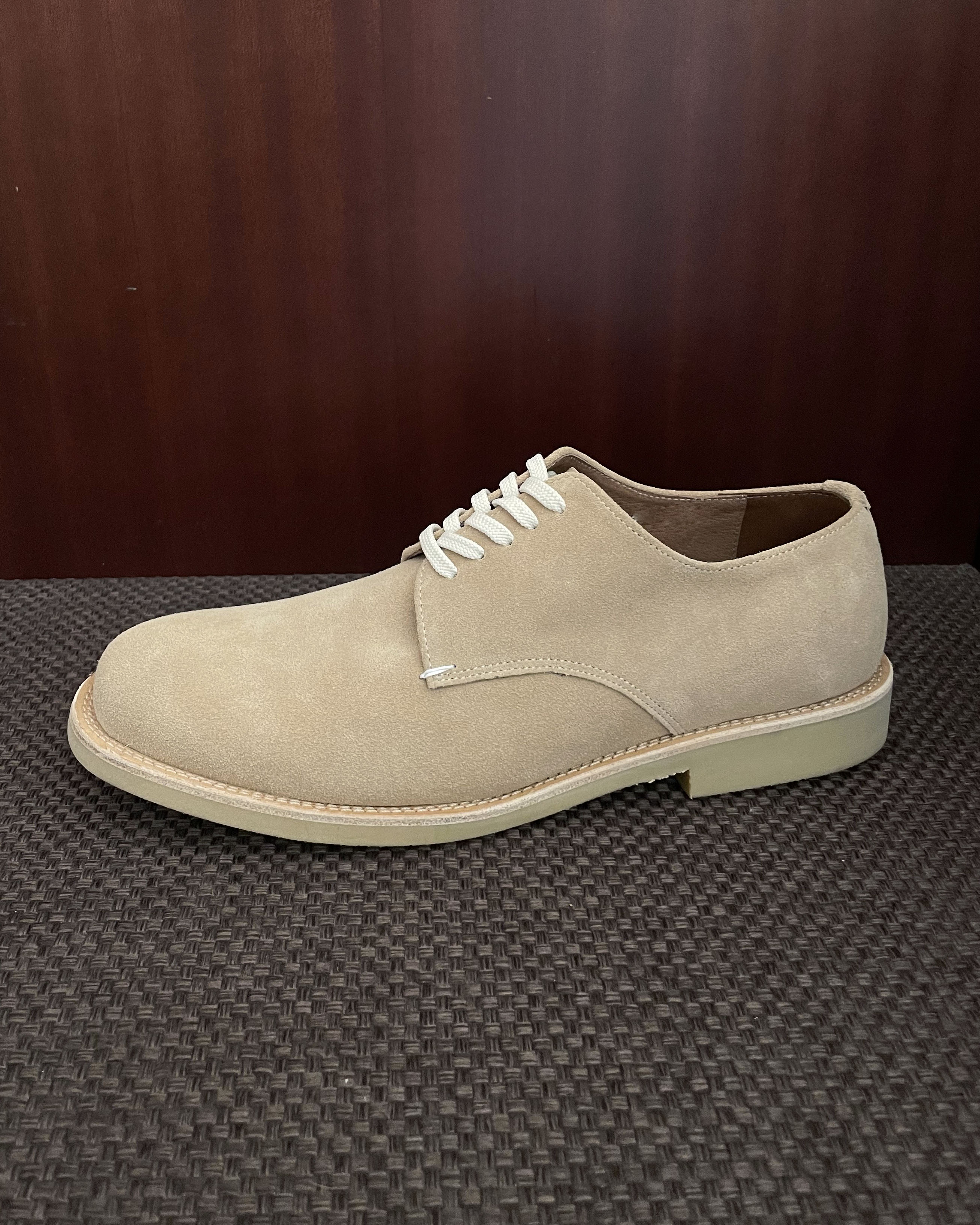 beige suede derby shoes