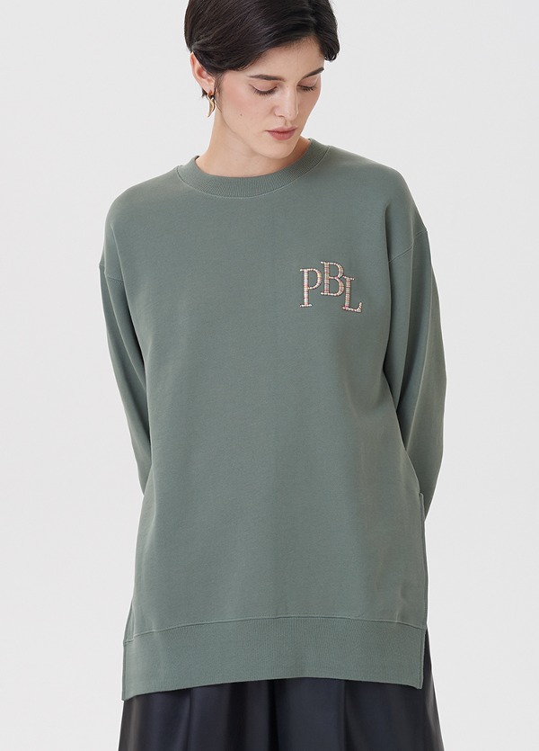 유니섹스 슬릿 자수 맨투맨 그린UNISEX SLIT LOGO EMBROIDERY MTM GREEN