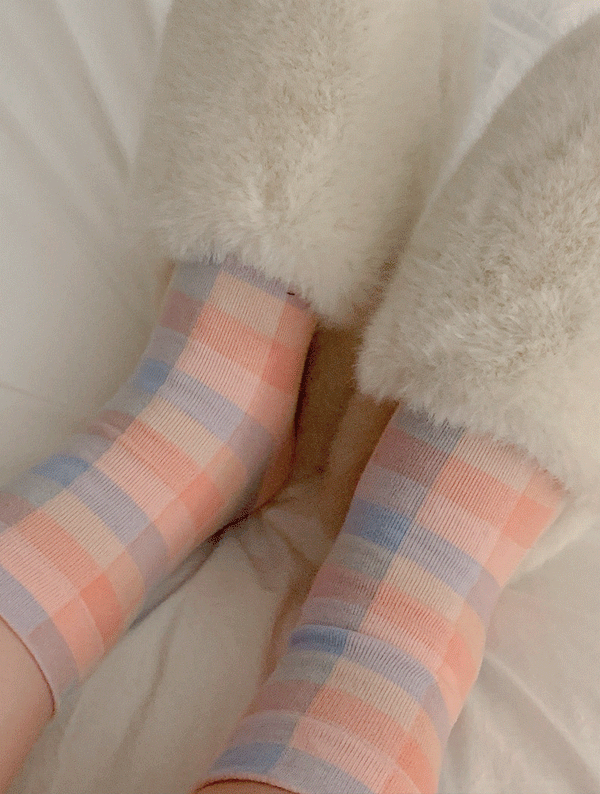 chewing check socks / 츄잉 체크 삭스 (2color)