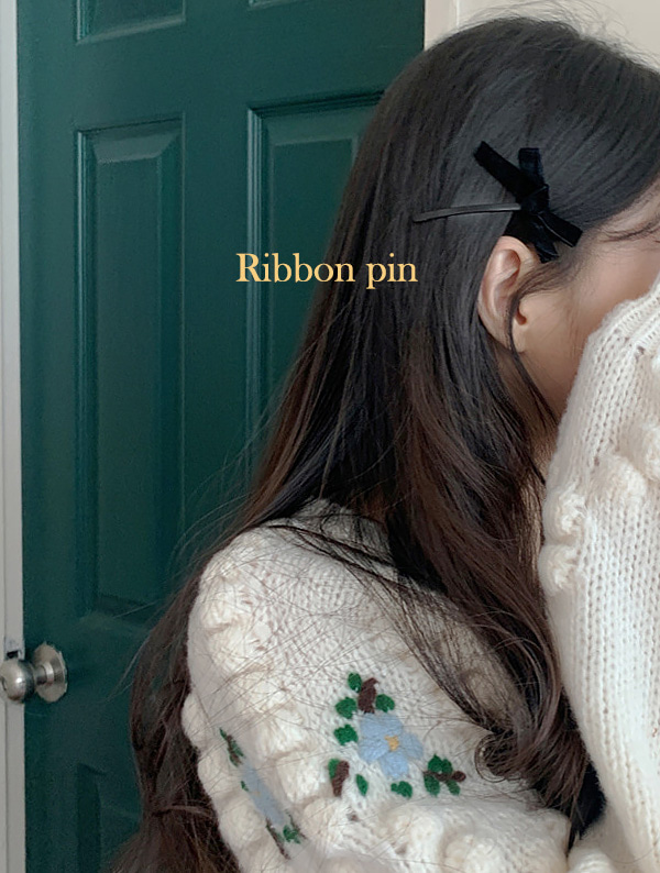(1+1)hugme ribbon hairpin-set / 허그미 리본 핀세트 (1color)