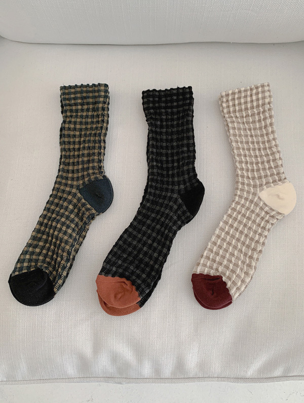 lace check socks / 레이스 체크 삭스 (3color)