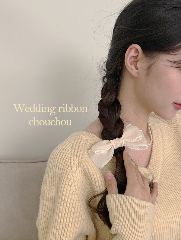 wedding ribbon chouchou / 웨딩 리본 슈슈 (2color)