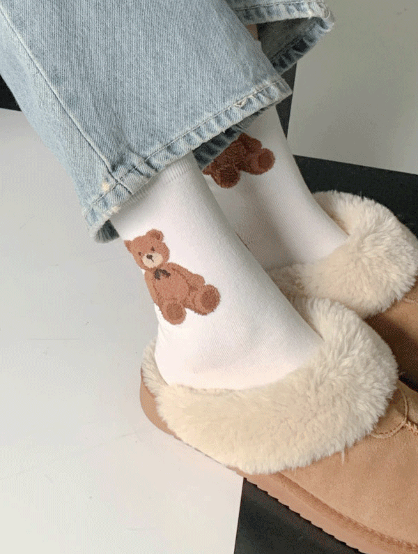 fuzzy bear socks / 퍼지 베어 삭스 (2color)