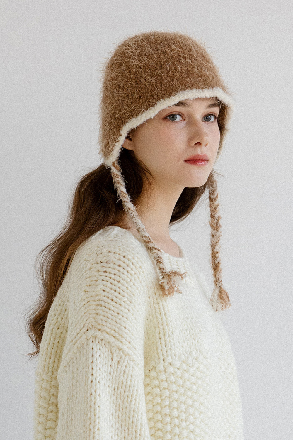 ALPACA EARFLAP BALACLABA-CAMEL/IVORY