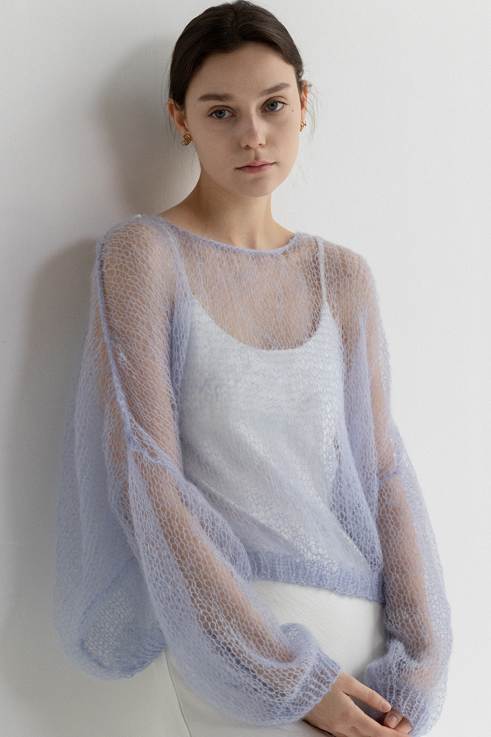 KID MOHAIR  PULLOVER-  DELPHINIUM BLUE