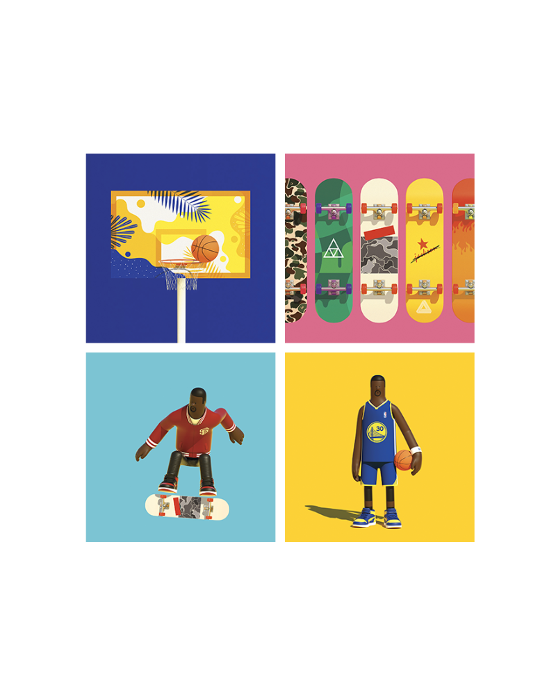 Basketball Player 1,2 &amp; Skateboarder 1,2