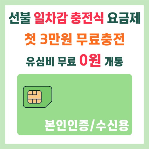 선불 일차감 충전식요금제 유심 개통