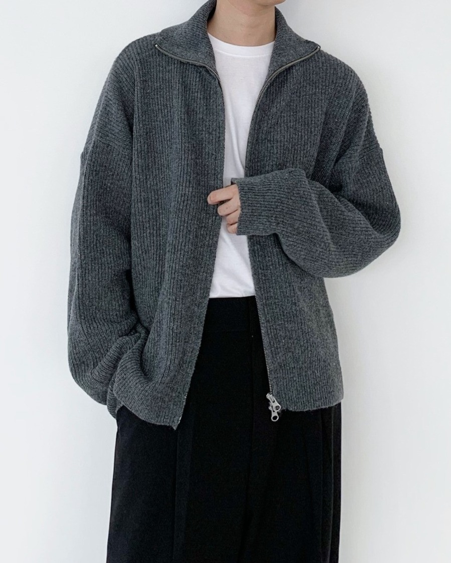 lams wool crop knit zip up