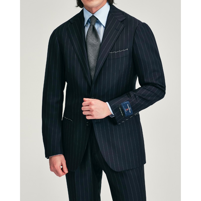 (재입고) MADE BY RING JACKET (링마에등급) / ANDREA SEOUL H GRADE SUITS(JACKET+PANTS) X ITALY, E.ZEGNA ELECTA DARK NAVY STRIPES (2 PLEATS)