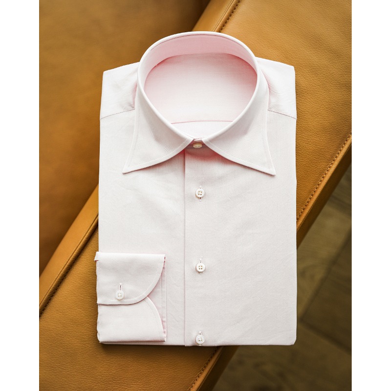 ANDREA SEOUL SHIRTS X ITALY, CANCLINI FABRICS PINK HERRINGBONE (C1925052)