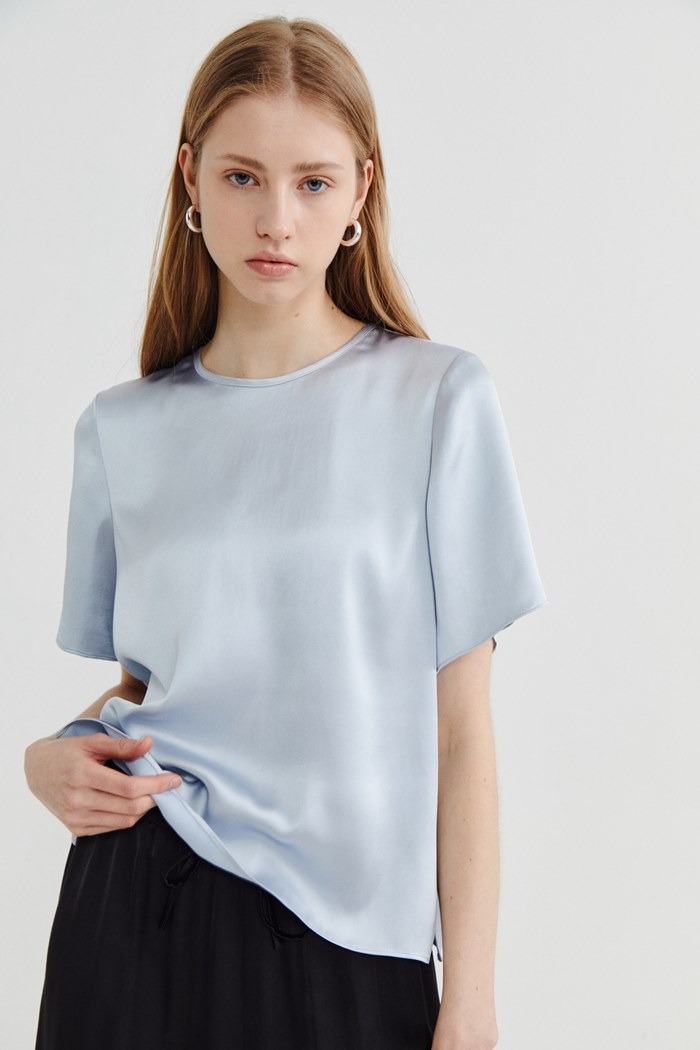 Soft satin blouse_L.Blue