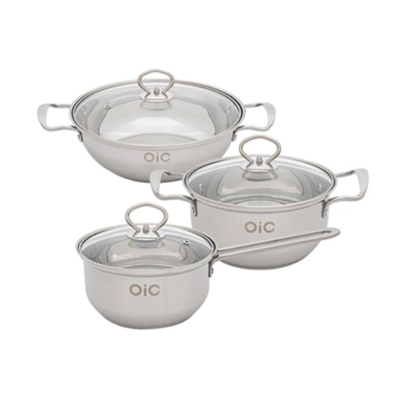 [새상품] [미개봉] OIC 에네스 인덕션IH 스텐냄비 3종세트 (편수16cm+양수18cm+전골24cm)