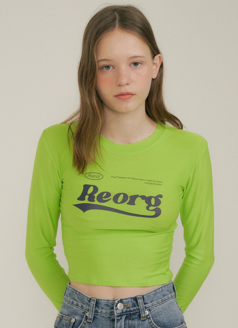 POD LONG SLEEVE WAVY LOGO T-SHIRTS YELLOW GREEN