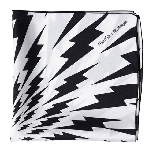 Blitz Bolt Silk Scarf - Black and White