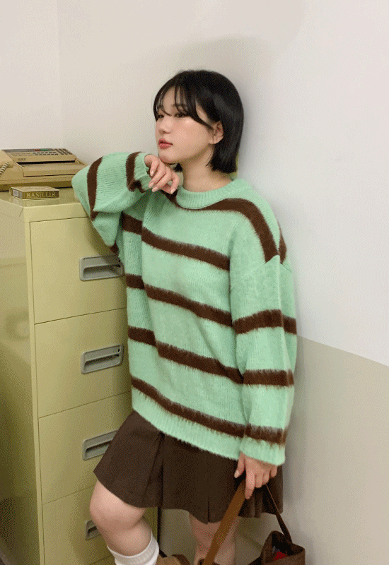 캐럿 stripe knit (4color)