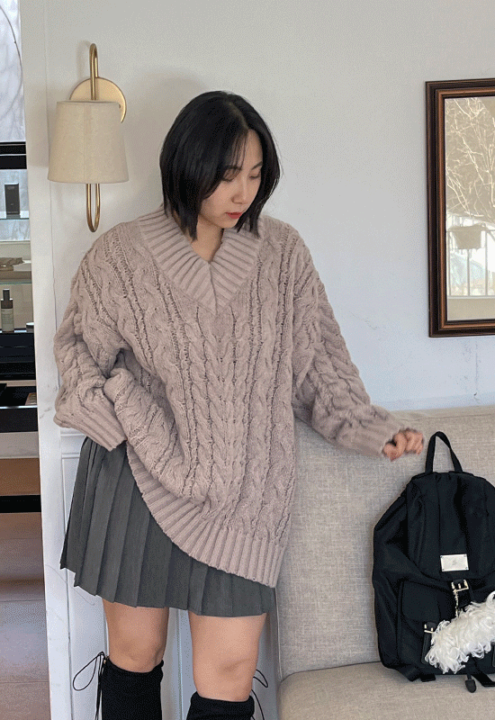 히데 꽈배기 knit (3color)