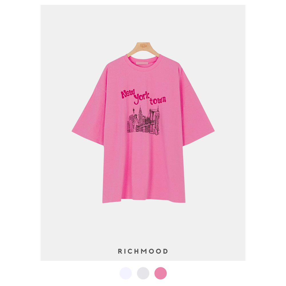 반팔 티셔츠 핑크 색상 이미지-S1L2