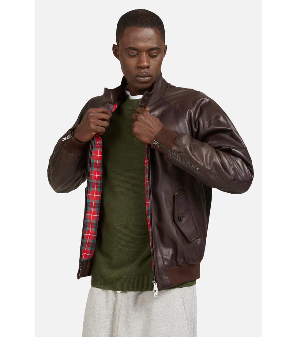 BARACUTA G9 BIKER LEATHER DARK BROWN RINOSTORE
