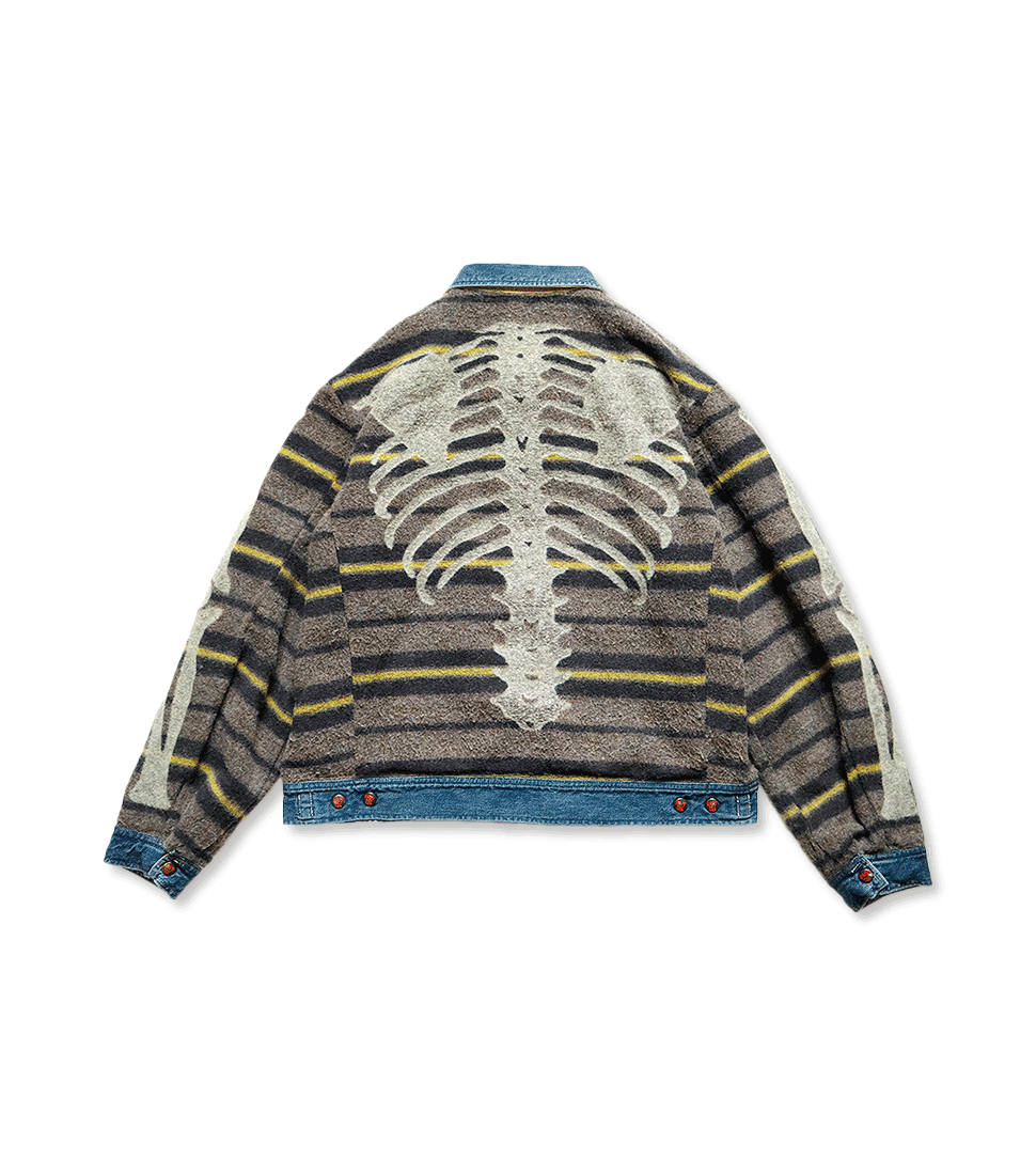 KAPITAL] 11.5OZ DENIM BONE LINING REVERSIBLE ZIP UP WORK JKT