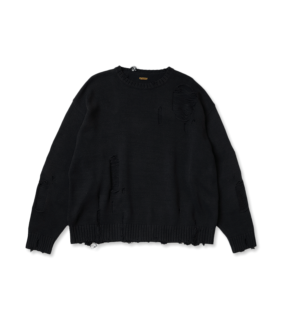 KAPITAL 5G綿ニット クルーセータ(アナーキーRAINBOWYリメイク) 5G KNIT RAINBOW & RAINBOWY CREW SWEATER BROWN | Bodega