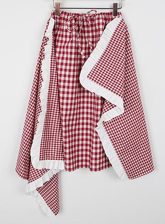 gingham check unbalance skirt (2 colors)