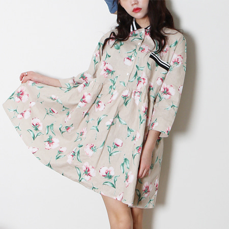 line point flower dress (2 colors)