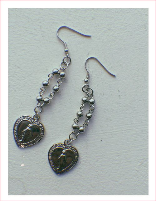 [ROWKY MADE]heart rosario drop earrings