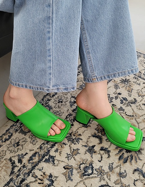 square heel mules(3 colors)