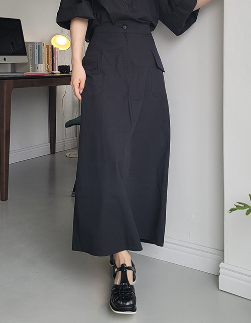 pocket long skirts (4 colors)