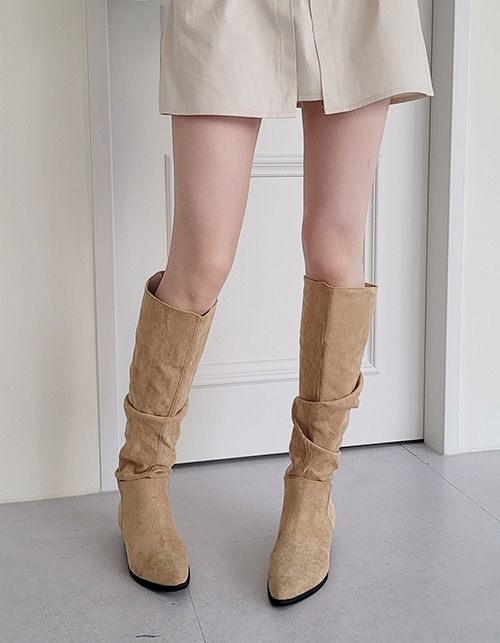 Suede pleats boots (2 colors)