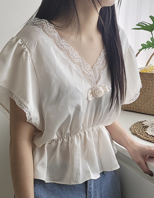 rose+lace blouse(2colors)