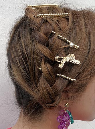 gold ribbon&amp;pearl hairpin (2pc=1set)