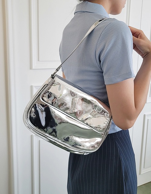 silver shoulder bag