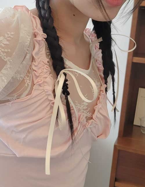 thin ribbon hair string (2pc-= SET)