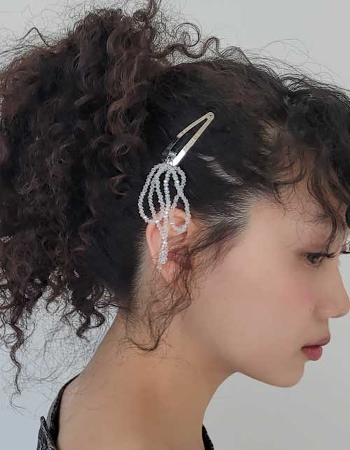 clear beads hair pin