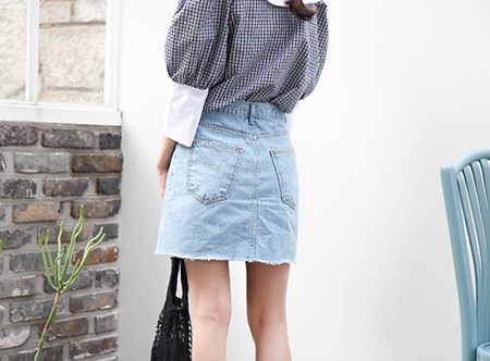 A line basic denim skirt (2 colors)