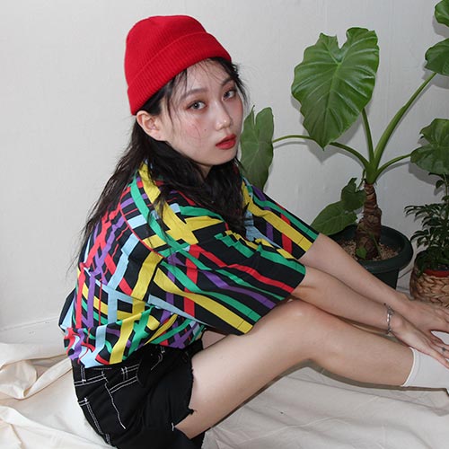 rainbow line boxy shirts (2 colors)