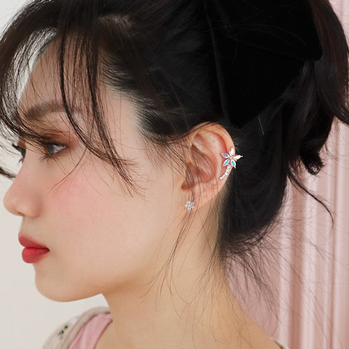 flower comma earcuff