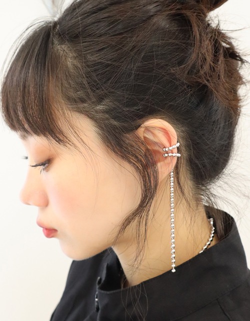 ball chain long earcuff