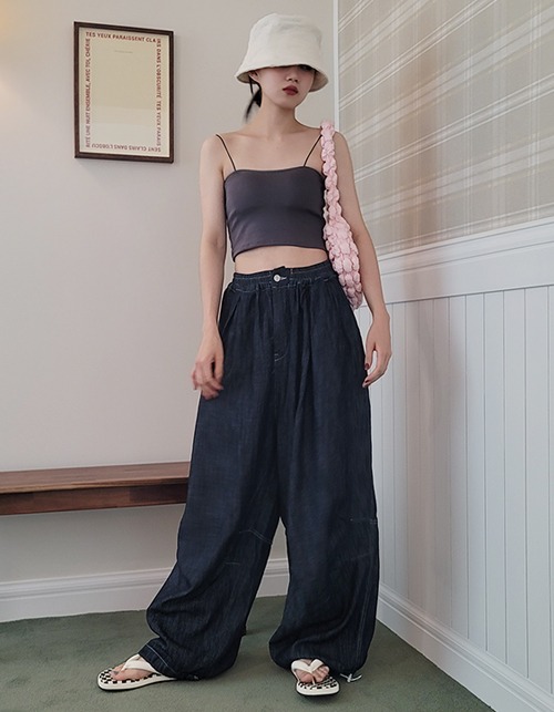 linen balloon denim pants