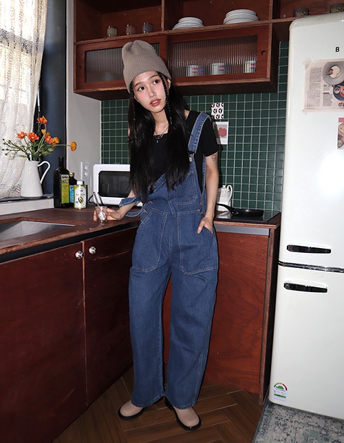 wide denim overall