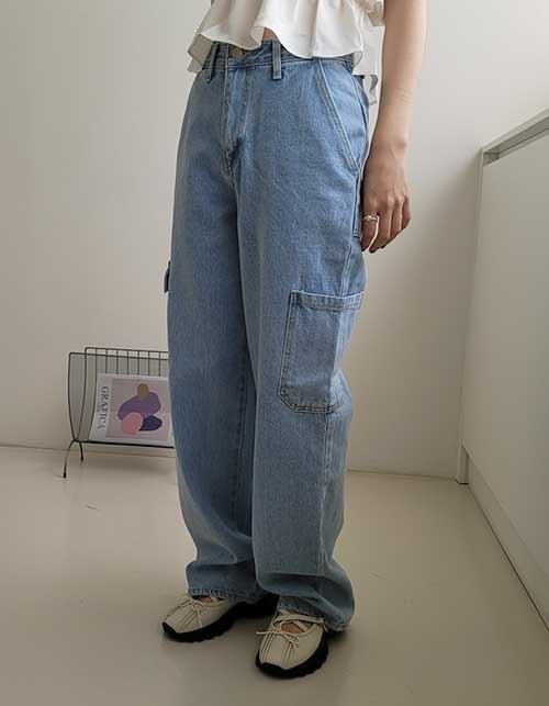 side pocket denim pants