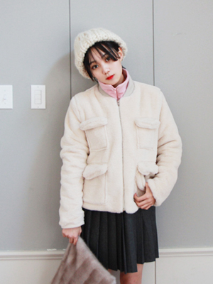 pocket rib fur jacket (2 color) 