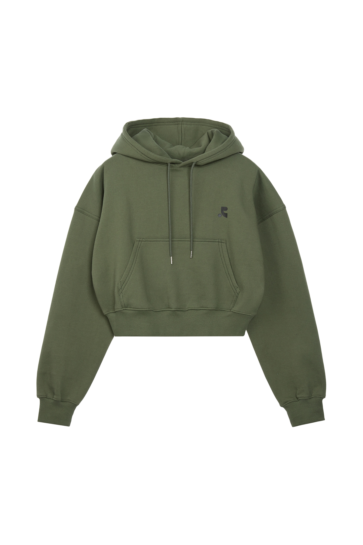 STITCH CROPPED HOODIE - KHAKI - rest and recreation