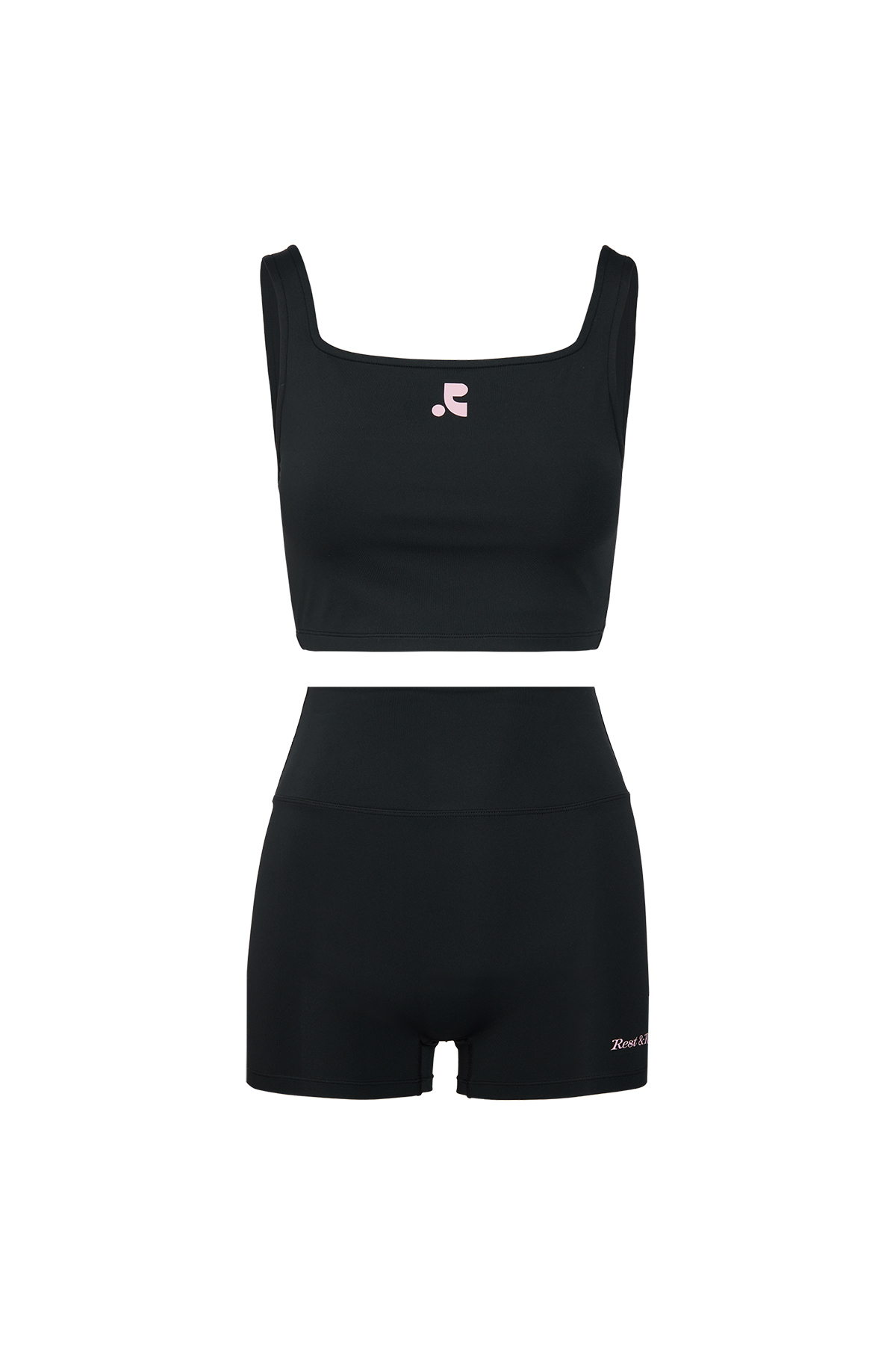 LOGO TOP + SHORTS SET - BLACK - rest and recreation