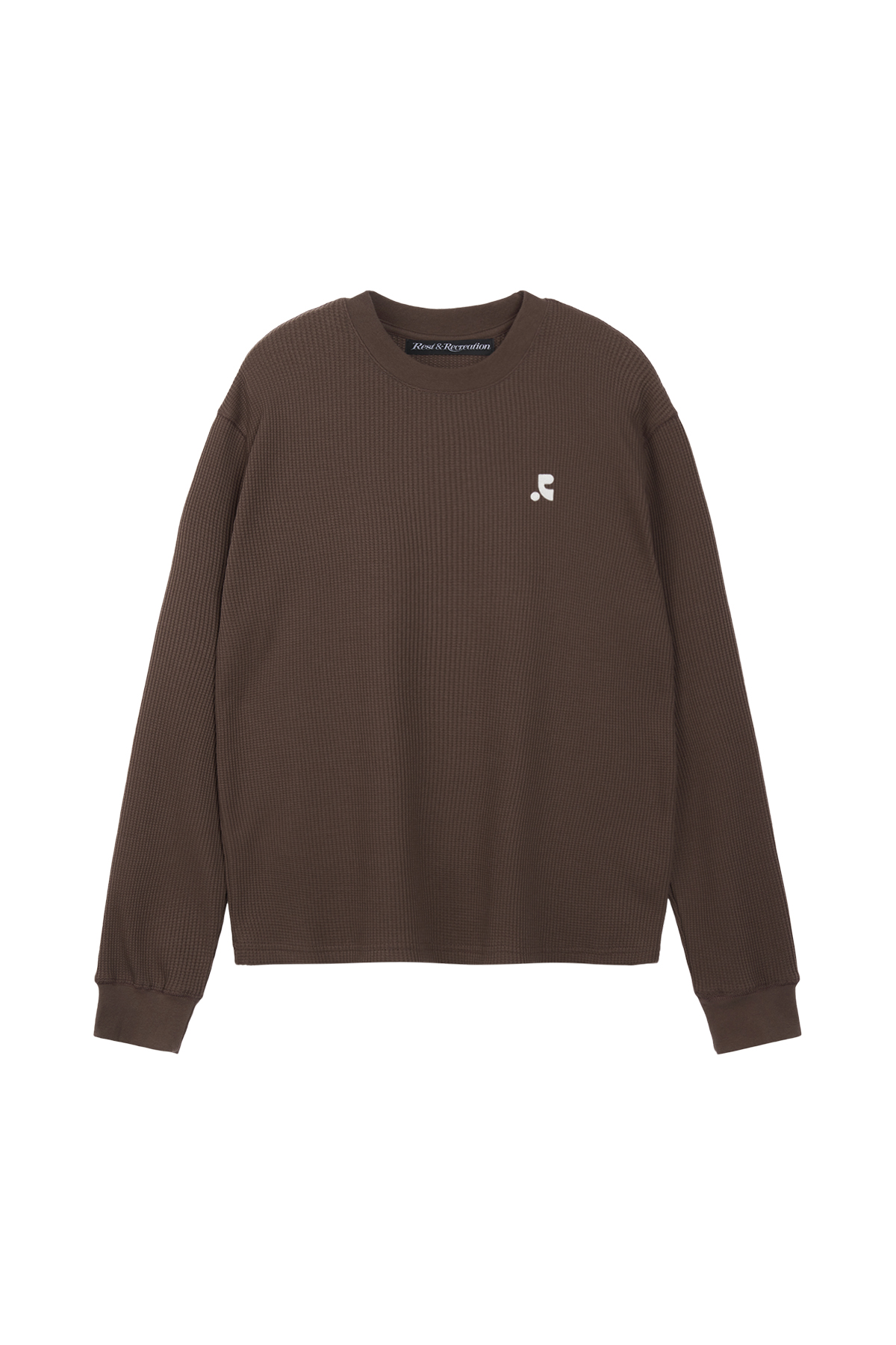 WAFFLE CREWNECK T-SHIRT - BROWN - rest and recreation