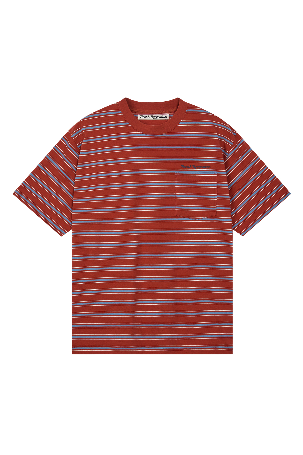 ◆Rest & Recreation◆ STRIPE POCKET TSHIRT CRIMSON RR252TP0 STRIPE POCKET T-SHIRT - CRIMSON - rest and recreation